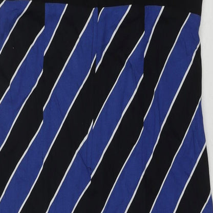 Dorothy Perkins Womens Blue Striped Polyester Maxi Size 12 Round Neck Zip - Side Slit(s)
