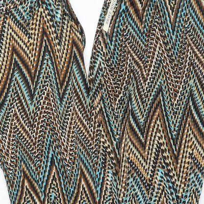 Brave Soul Womens Multicoloured Geometric Polyester A-Line Size M V-Neck Pullover