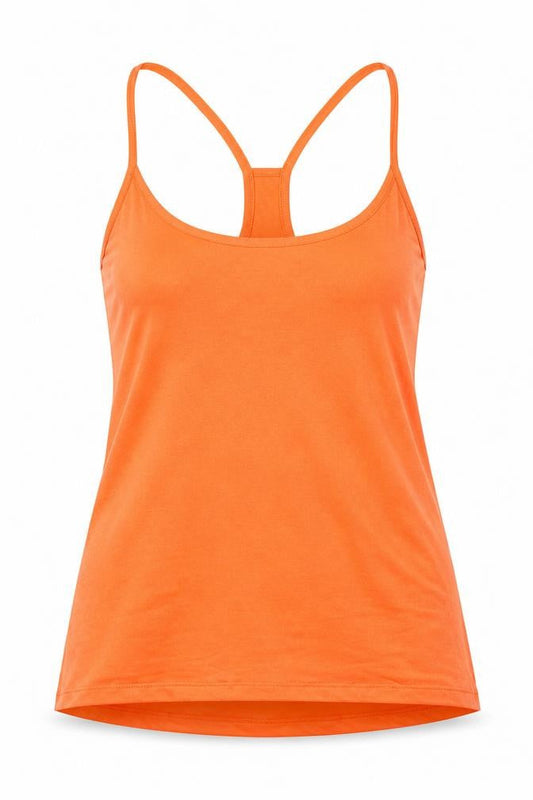 GOODMOVE Womens Orange Polyester Camisole Tank Size 12 Round Neck Pullover