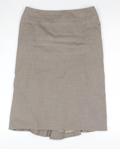 NEXT Womens Beige Polyester Trumpet Skirt Size 8 Zip