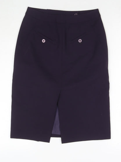 Per Una Womens Blue Polyester Straight & Pencil Skirt Size 8 Zip