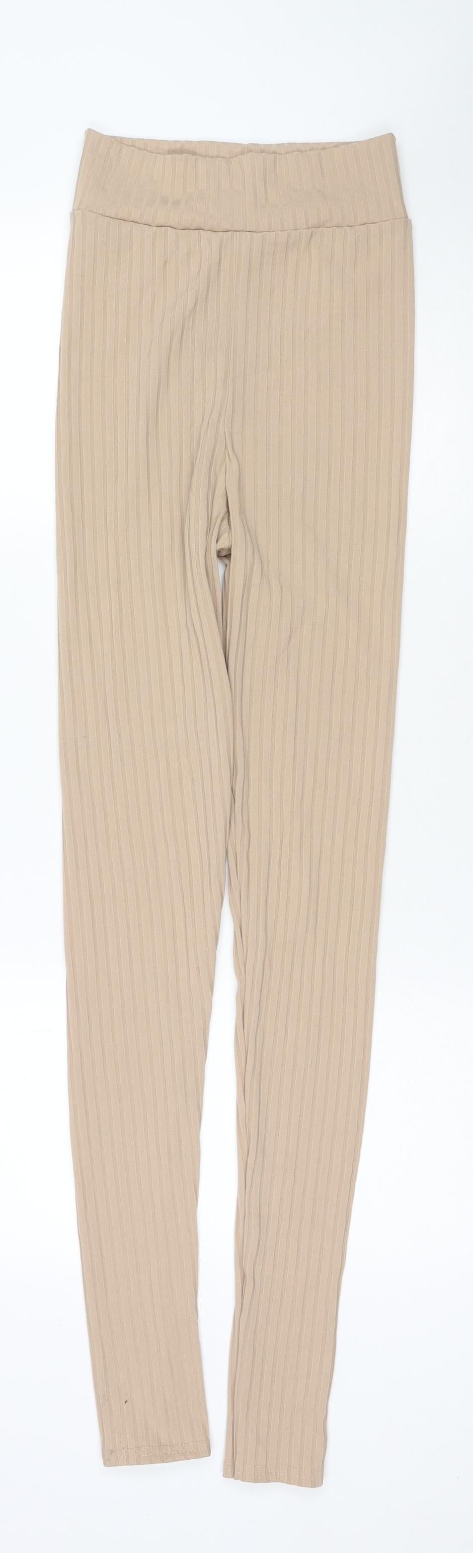 Womens UK Size 8 PRETTYLITTLETHING Regular Fit Pedal Pusher Beige Trousers