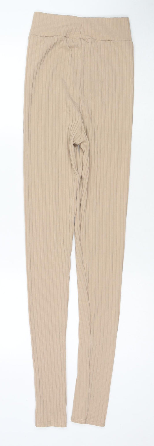 Womens UK Size 8 PRETTYLITTLETHING Regular Fit Pedal Pusher Beige Trousers