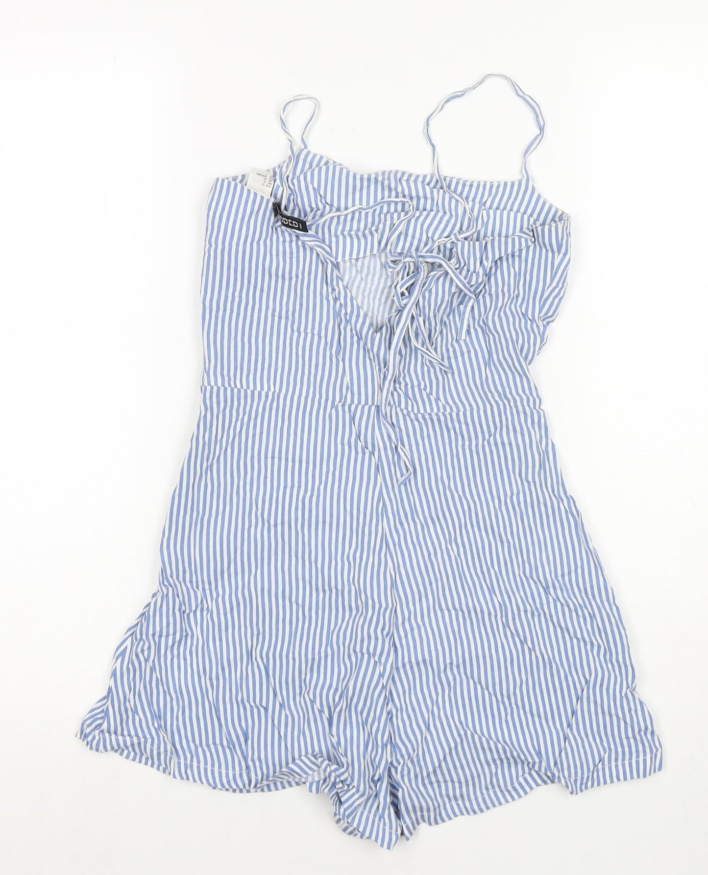 Divided by H&M Womens Blue Striped Viscose Playsuit One-Piece Size 4 Zip