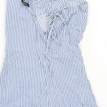Divided by H&M Womens Blue Striped Viscose Playsuit One-Piece Size 4 Zip