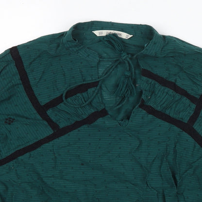 Womens UK Size XS Zara Blue Basic Blouse