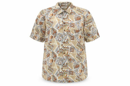 Focus 2000 Womens Beige Geometric Cotton Basic Button-Up Size M Collared