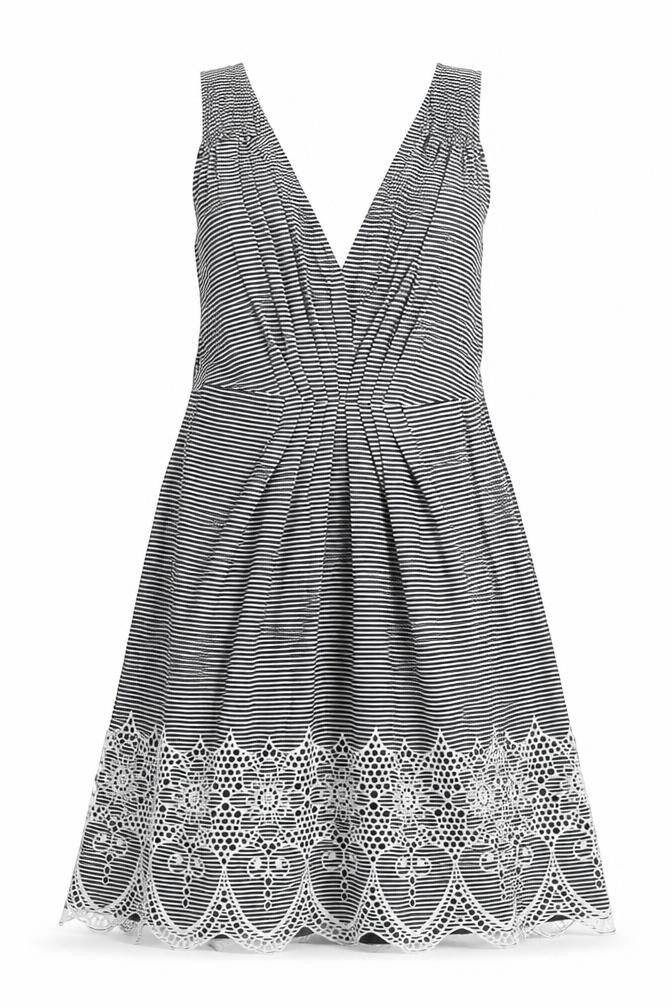 Kookai Womens Black Striped Cotton Tank Dress Size 10 V-Neck Zip