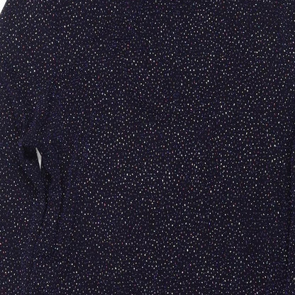 Warehouse Womens Blue Nylon Fit & Flare Size 14 Mock Neck Tie - Glitter Detail