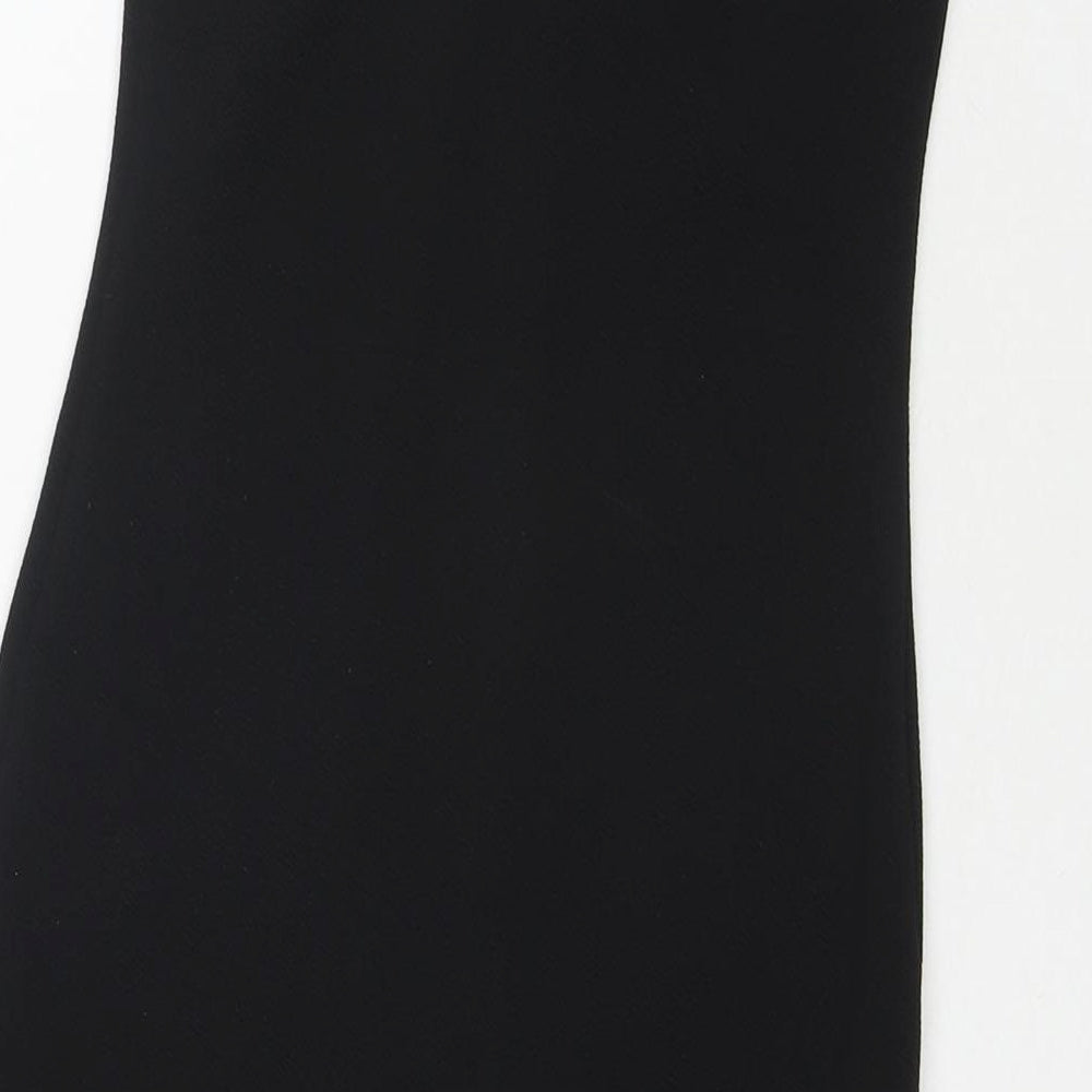 PRETTYLITTLETHING Womens Black Polyester Bodycon Size 8 Off the Shoulder Pullover - Side Slit(s)