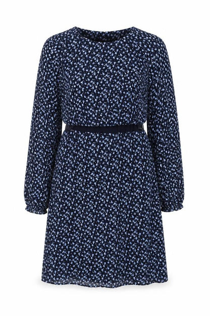H&M Womens Blue Floral Viscose Fit & Flare Size M Round Neck Pullover