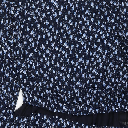 H&M Womens Blue Floral Viscose Fit & Flare Size M Round Neck Pullover