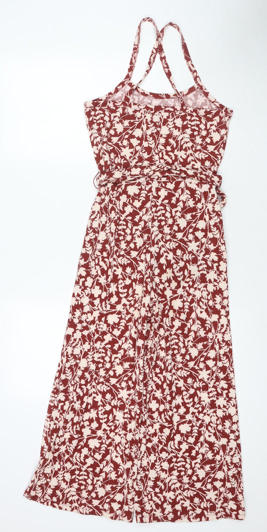 Mango Womens Red Floral Polyester Jumpsuit One-Piece Size S L22 in Pullover