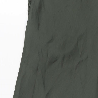 Zara Womens Green Polyester Slip Dress Size S Cowl Neck Zip - Side Slit(s)