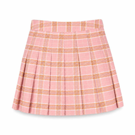 Fashion Womens Pink Check Polyester Pleated Skirt Size XS Zip