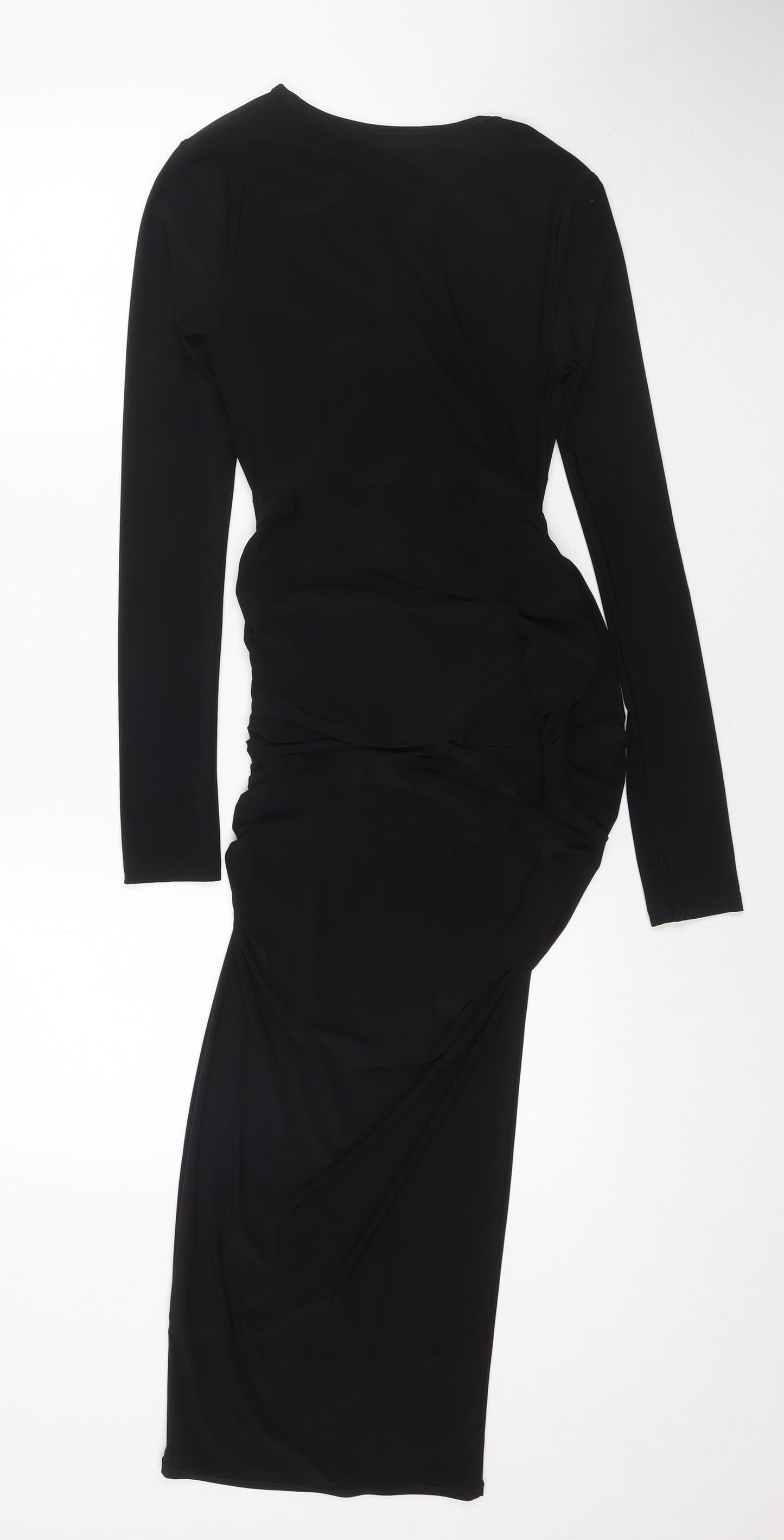 PRETTYLITTLETHING Womens Black Polyester Maxi Size 6 Round Neck Pullover