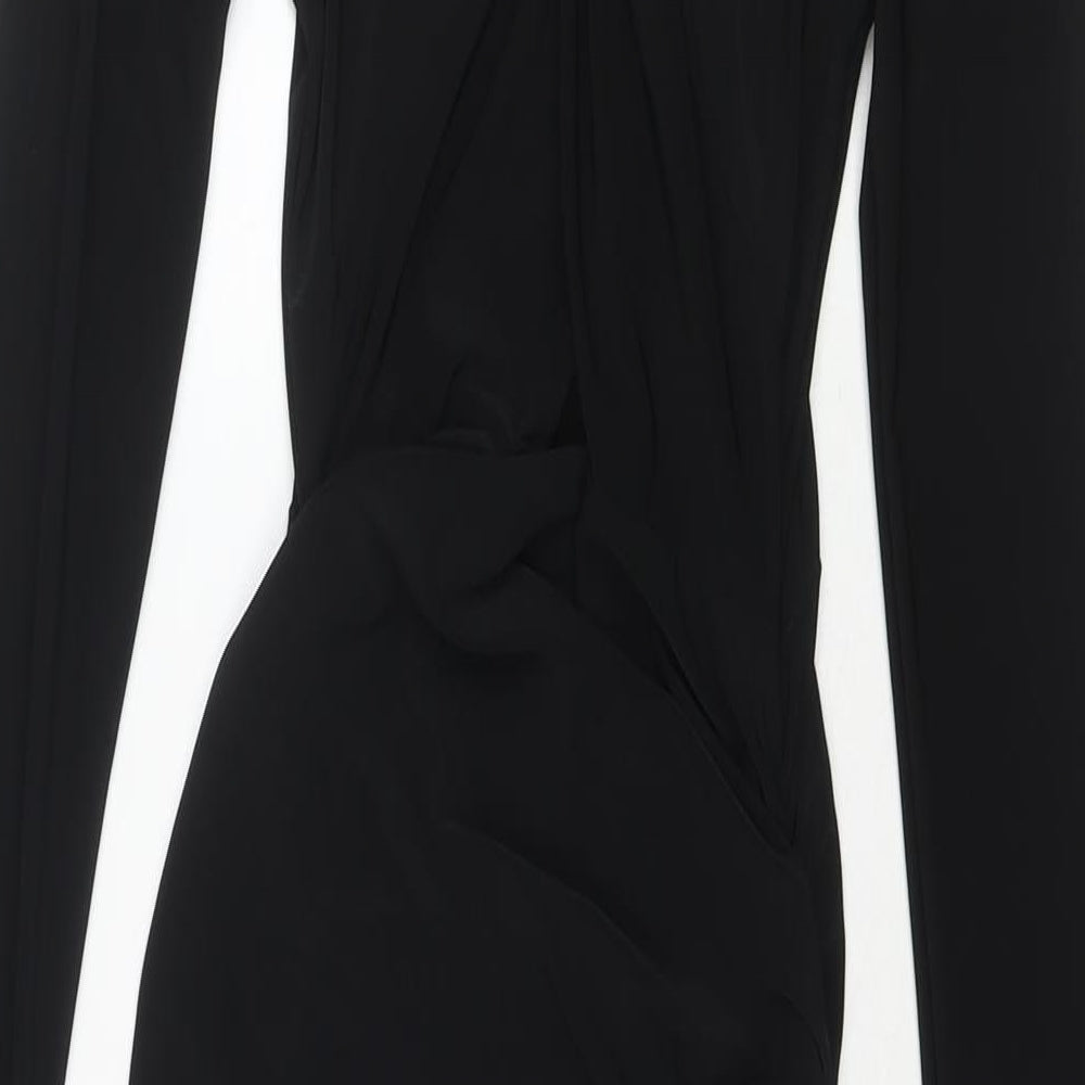 PRETTYLITTLETHING Womens Black Polyester Maxi Size 6 Round Neck Pullover