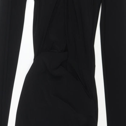 PRETTYLITTLETHING Womens Black Polyester Maxi Size 6 Round Neck Pullover