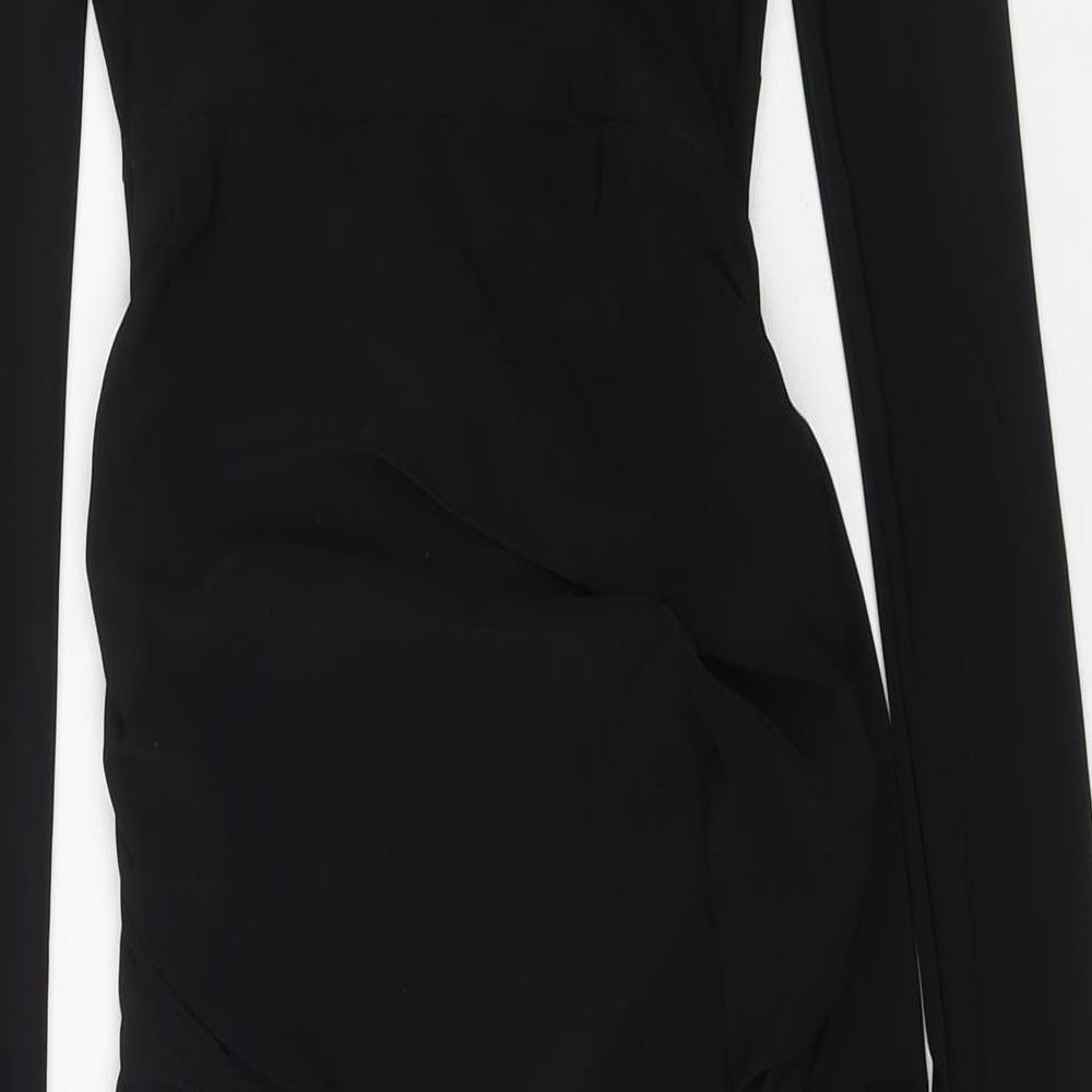 PRETTYLITTLETHING Womens Black Polyester Maxi Size 6 Round Neck Pullover