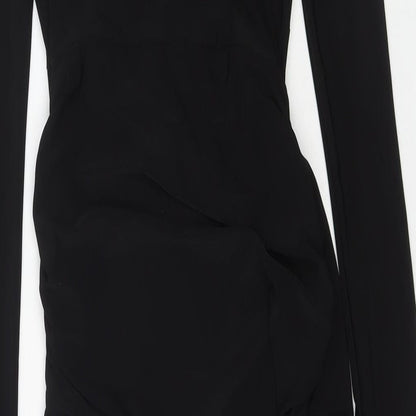 PRETTYLITTLETHING Womens Black Polyester Maxi Size 6 Round Neck Pullover