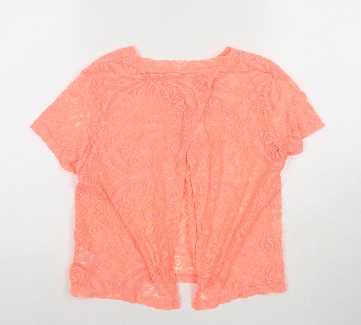 Miss Selfridge Womens Pink Floral Polyester Basic T-Shirt Size 6 Round Neck