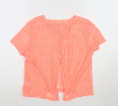 Miss Selfridge Womens Pink Floral Polyester Basic T-Shirt Size 6 Round Neck