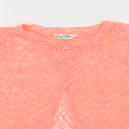 Miss Selfridge Womens Pink Floral Polyester Basic T-Shirt Size 6 Round Neck