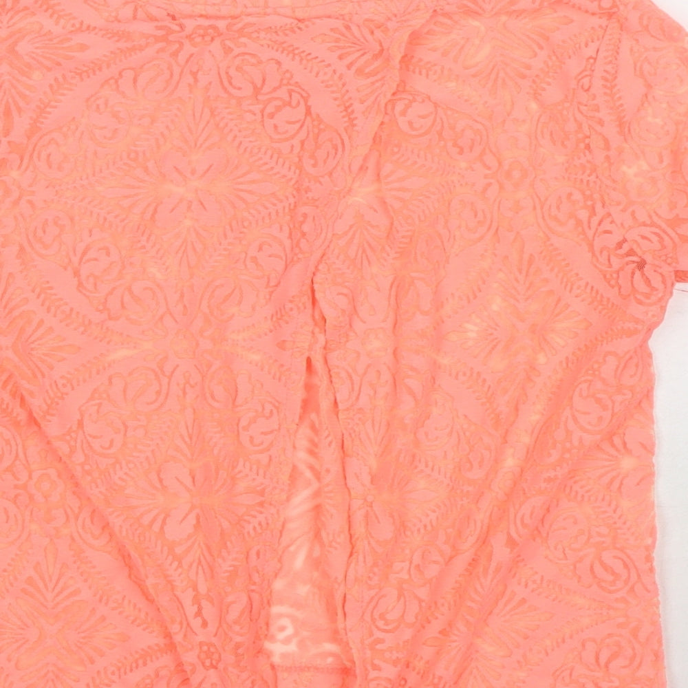 Miss Selfridge Womens Pink Floral Polyester Basic T-Shirt Size 6 Round Neck