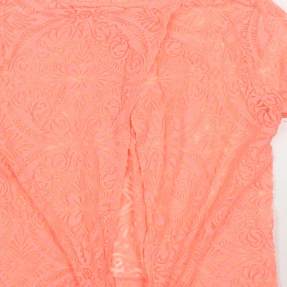 Miss Selfridge Womens Pink Floral Polyester Basic T-Shirt Size 6 Round Neck