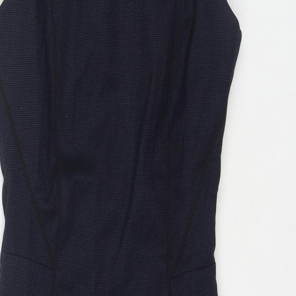 H&M Womens Blue Polyester A-Line Size 6 Round Neck Zip