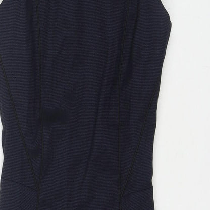 H&M Womens Blue Polyester A-Line Size 6 Round Neck Zip