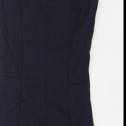 H&M Womens Blue Polyester A-Line Size 6 Round Neck Zip
