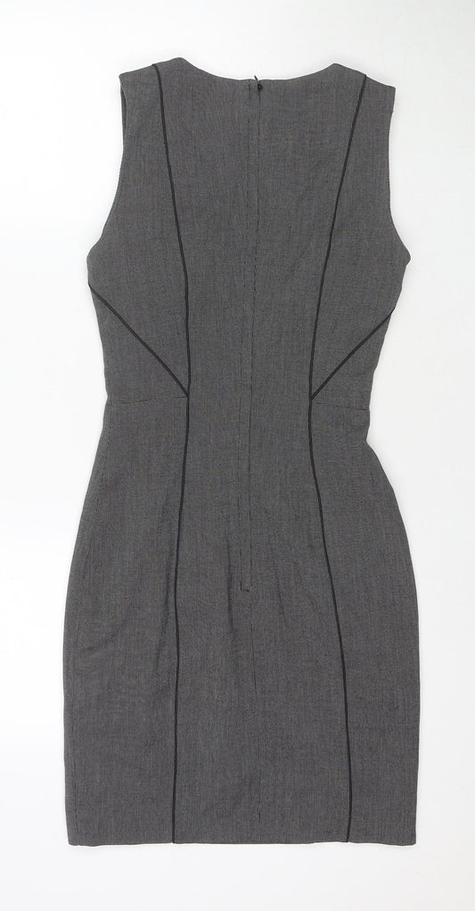 H&M Womens Grey Polyester A-Line Size 6 Round Neck Zip