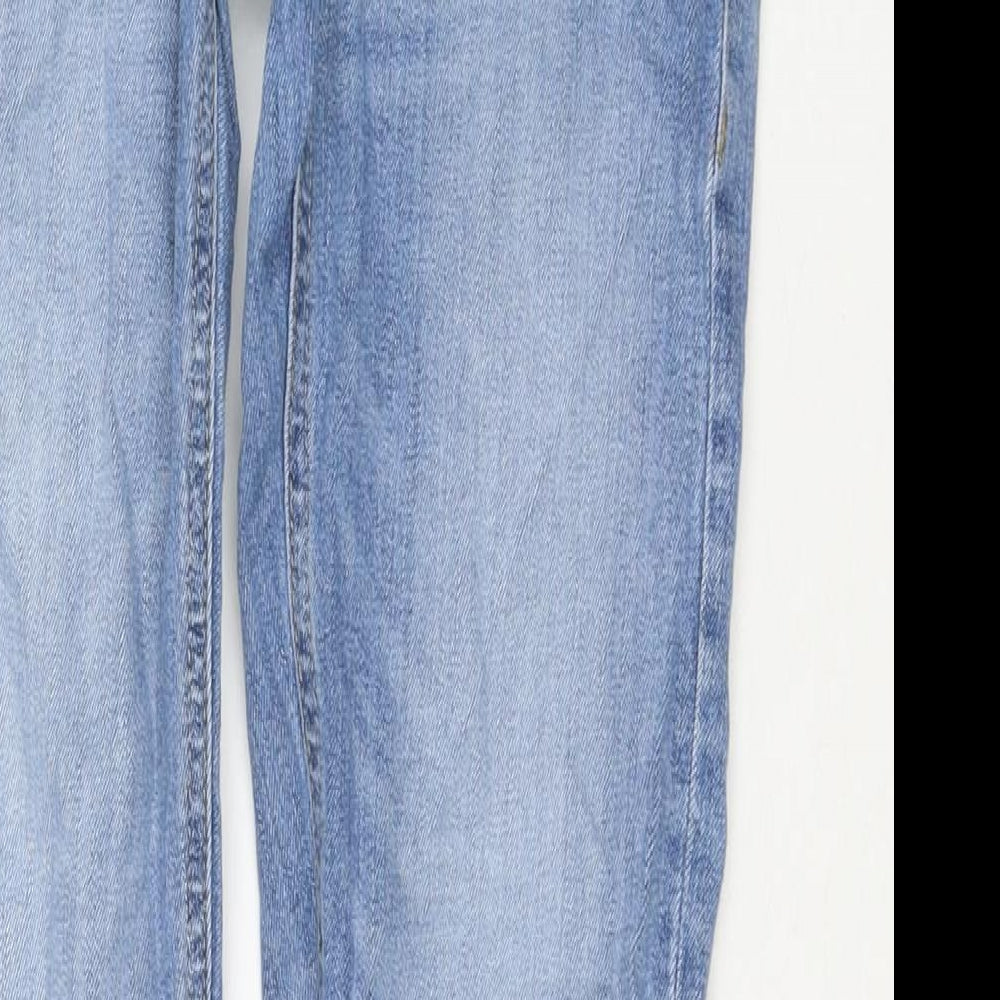 Marks and Spencer Mens Blue Cotton Skinny Jeans Size 28 in L30 in Regular Zip