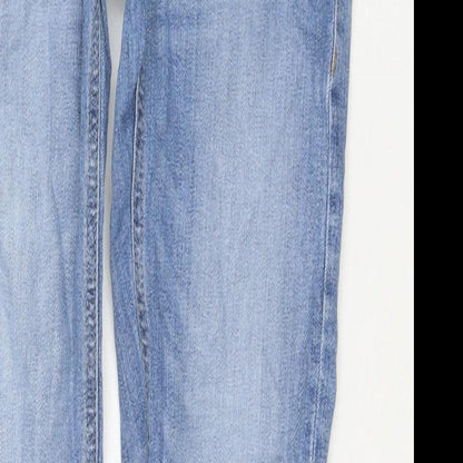 Marks and Spencer Mens Blue Cotton Skinny Jeans Size 28 in L30 in Regular Zip