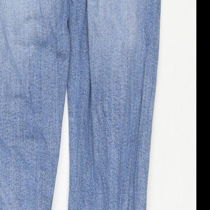 Marks and Spencer Mens Blue Cotton Skinny Jeans Size 28 in L30 in Regular Zip