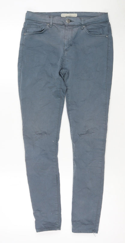 Topshop Womens Blue Cotton Skinny Jeans Size 28 L30 in Regular Zip