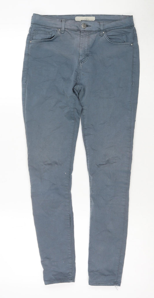 Topshop Womens Blue Cotton Skinny Jeans Size 28 L30 in Regular Zip