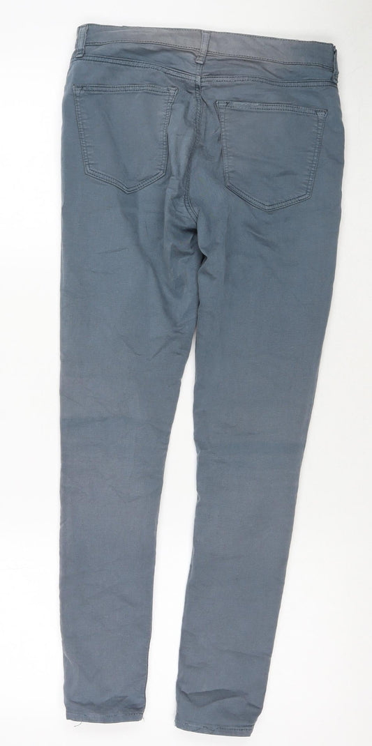 Topshop Womens Blue Cotton Skinny Jeans Size 28 L30 in Regular Zip