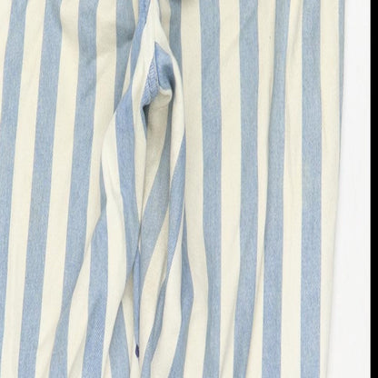 Denim & Co. Womens Blue Striped Cotton Straight Jeans Size 8 L29 in Regular Zip