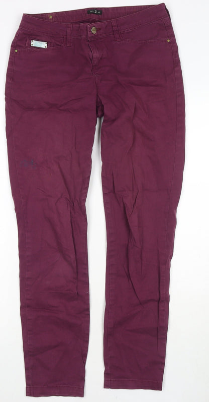 River Island Womens Red Polyester Blend Skinny Jeans Size 10 L28 in Regular Zip