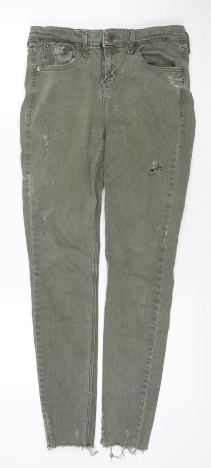 River Island Womens Green Cotton Skinny Jeans Size 10 L27 in Regular Zip