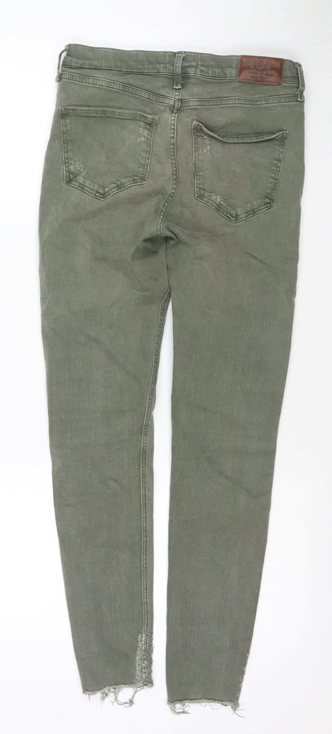 River Island Womens Green Cotton Skinny Jeans Size 10 L27 in Regular Zip