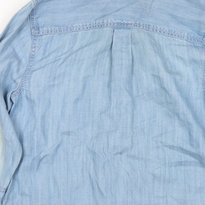 Papaya Womens Blue Lyocell Basic Button-Up Size 8 Collared