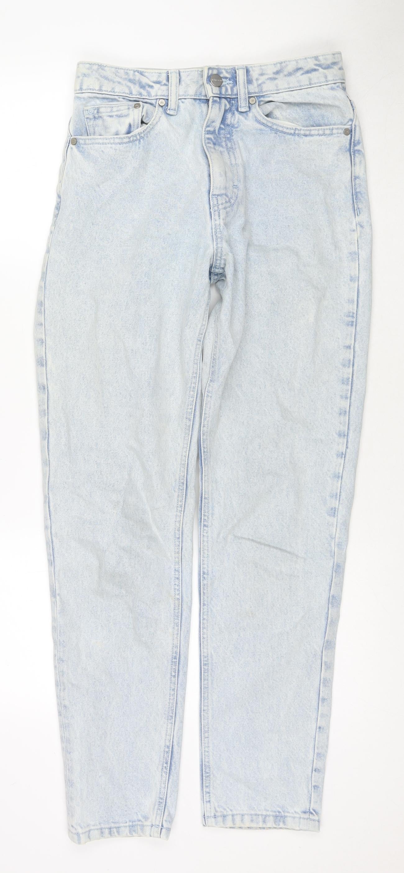 Womens UK Size 8 Waven Regular Fit Mom Blue Jeans