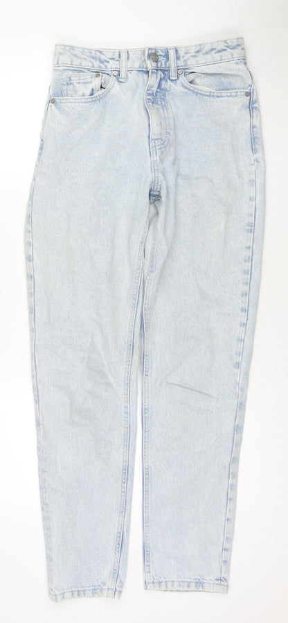 Womens UK Size 8 Waven Regular Fit Mom Blue Jeans