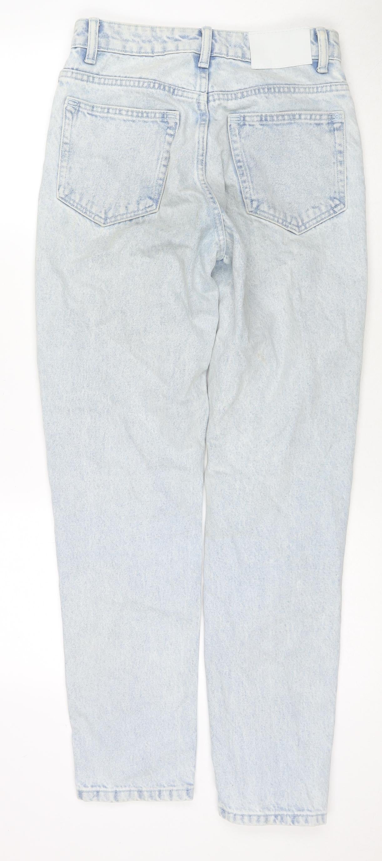 Womens UK Size 8 Waven Regular Fit Mom Blue Jeans