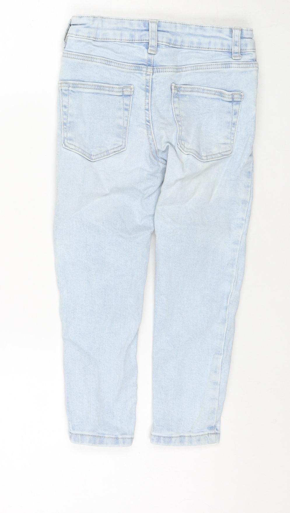 Denim & Co. Girls Blue Cotton Skinny Jeans Size 3-4 Years Regular Zip
