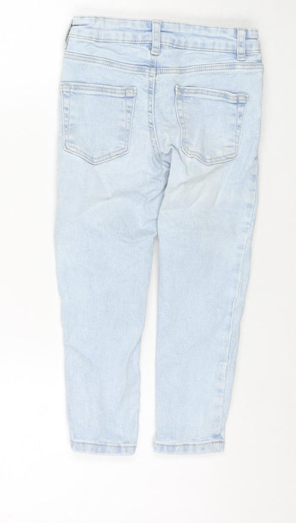 Denim & Co. Girls Blue Cotton Skinny Jeans Size 3-4 Years Regular Zip