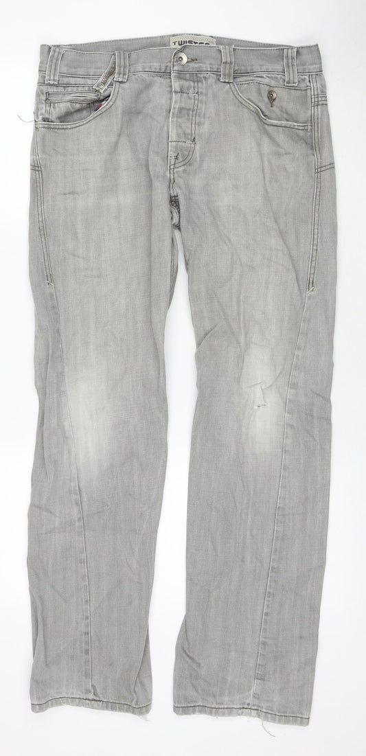 Mens UK Size 34 in Topman Regular Fit Straight Grey Jeans